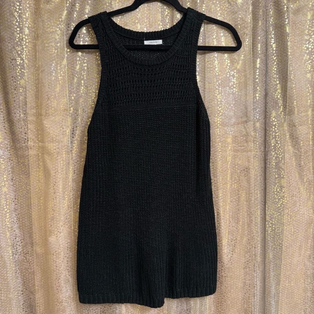 Maurice’s Black Crochet Knit Sweater Long Tank Top XL